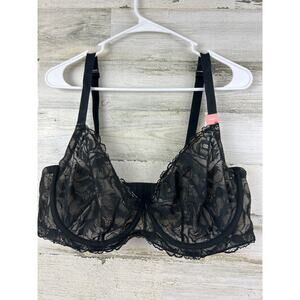 Cacique Women’s Plus 44DD Black Lace Lightly Lined Full Coverage Underwire Bra